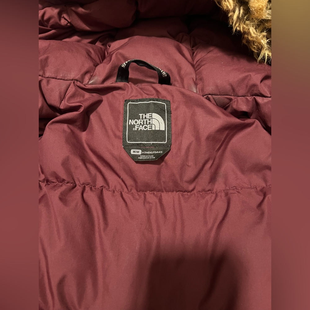 The North Face Women's Burgundy Fur Hooded Jacket - Picture 2 of 8